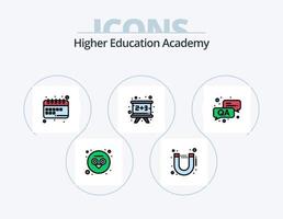 paquete de iconos llenos de línea de la academia 5 diseño de iconos. . estudiar. junta. en línea. gobernante vector