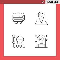 Set of 4 Vector Filledline Flat Colors on Grid for ac customer summer map interface Editable Vector Design Elements