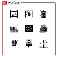 Set of 9 Modern UI Icons Symbols Signs for devices web server team transfer internet Editable Vector Design Elements