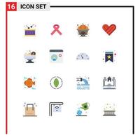 16 iconos creativos signos y símbolos modernos de ensalada de verano otoño corazón de san valentín paquete editable de elementos de diseño de vectores creativos