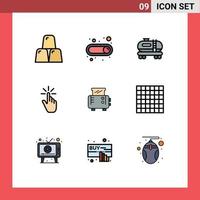 9 Creative Icons Modern Signs and Symbols of toast machine tap tank hand gesture Editable Vector Design Elements