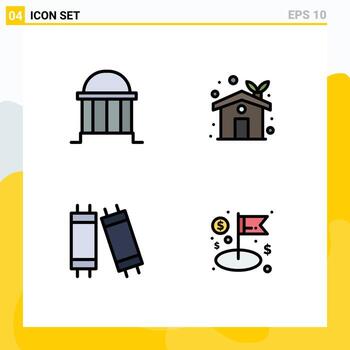 Universal Icon Symbols Group of 4 Modern Filledline Flat Colors of architecture halogen column eco house light Editable Vector Design Elements