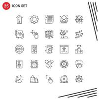 símbolos de iconos universales grupo de 25 líneas modernas de mensajes tecnología de correo electrónico sugerencias de cartas elementos de diseño vectorial editables vector