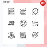 Pack of 9 creative Outlines of help design medicine circuit architecture Editable Vector Design Elements