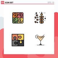 Group of 4 Filledline Flat Colors Signs and Symbols for diet solution autumn part cocktail Editable Vector Design Elements