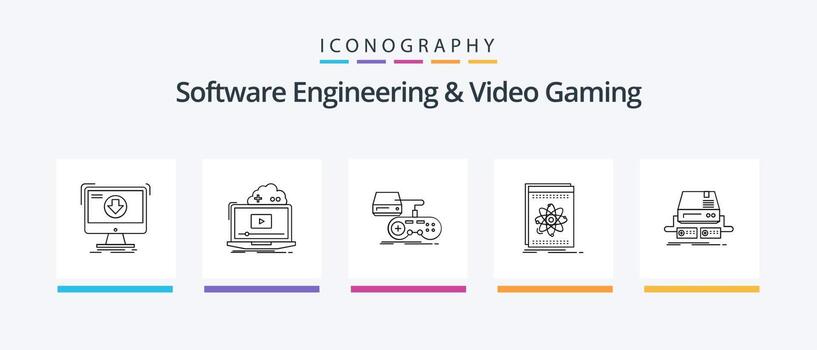 Software Engineering And Video Gaming Line 5 Icon Pack Including sport. awards. pad. script. file. Creative Icons Design vector