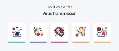 Virus Transmission Line Filled 5 Icon Pack Including drug. kidney. disease. infection. disease. Creative Icons Design vector