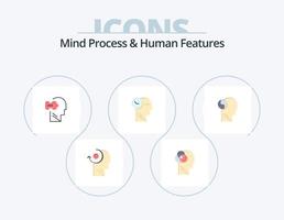 Mind Process And Human Features Flat Icon Pack 5 Icon Design. brian. head. logic. thoughts . time vector