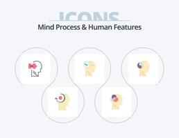 Mind Process And Human Features Flat Icon Pack 5 Icon Design. brian. head. logic. thoughts . time vector