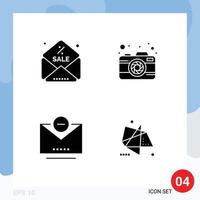 Pictogram Set of 4 Simple Solid Glyphs of discount remove camera capture effects Editable Vector Design Elements