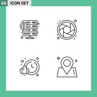 Set of 4 Vector Filledline Flat Colors on Grid for crash time service lens location Editable Vector Design Elements