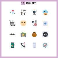 Flat Color Pack of 16 Universal Symbols of cart package up gift box Editable Pack of Creative Vector Design Elements