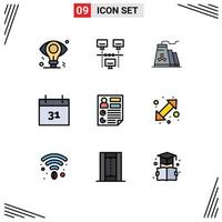 9 Creative Icons Modern Signs and Symbols of document analytics building event calendar Editable Vector Design Elements