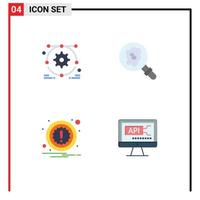 Stock Vector Icon Pack of 4 Line Signs and Symbols for development computer search alert coding Editable Vector Design Elements