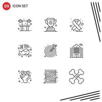 9 User Interface Outline Pack of modern Signs and Symbols of illustration research first mouse education Editable Vector Design Elements