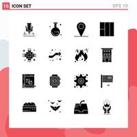 Set of 16 Commercial Solid Glyphs pack for equipment electric location devices layout Editable Vector Design Elements