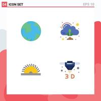 Pictogram Set of 4 Simple Flat Icons of earth construction geography zero tool Editable Vector Design Elements