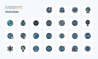 25 Globe Line Filled Style icon pack vector