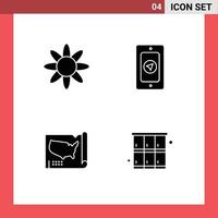 Solid Glyph Pack of Universal Symbols of flower usa mobile map locker Editable Vector Design Elements