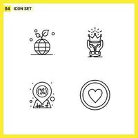 4 Universal Line Signs Symbols of growth discount globe king market Editable Vector Design Elements