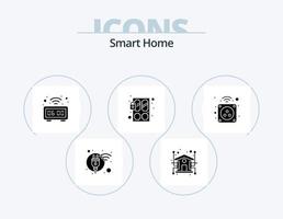 Smart Home Glyph Icon Pack 5 Icon Design. technology. sensor. network. door. time vector