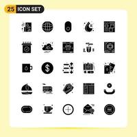 25 iconos creativos, signos y símbolos modernos de desarrollo, codificación, navegador inalámbrico, salud, elementos de diseño vectorial editables vector