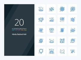 20 Holi Blue Color icon for presentation vector