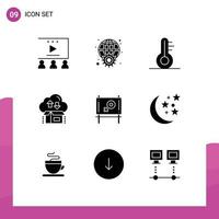 Set of 9 Modern UI Icons Symbols Signs for board package web gift box Editable Vector Design Elements