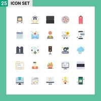 User Interface Pack of 25 Basic Flat Colors of energy electric wheel battery sesame seeds Editable Vector Design Elements
