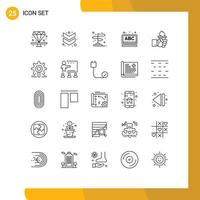 Mobile Interface Line Set of 25 Pictograms of leader business directions school learning Editable Vector Design Elements