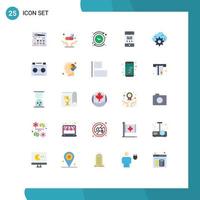 Mobile Interface Flat Color Set of 25 Pictograms of cloud mail backward interface time Editable Vector Design Elements