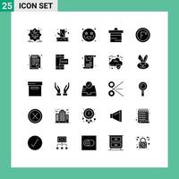 Solid Glyph Pack of 25 Universal Symbols of degree money adoration finance deposit Editable Vector Design Elements