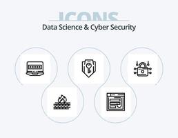 paquete de iconos de línea de seguridad cibernética y ciencia de datos 5 diseño de iconos. globo. mundo. llave. acceso. teléfono vector