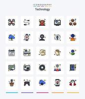 Creative Technology 25 Line FIlled icon pack  Such As data. tv. automation. smart. entertainment vector