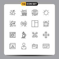 paquete de iconos de vector de stock de 16 signos y símbolos de línea para elementos de diseño de vector editables de sol de amor en línea de san valentín web