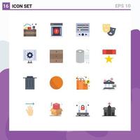 16 Universal Flat Colors Set for Web and Mobile Applications contact theater warning roles sound waves Editable Pack of Creative Vector Design Elements