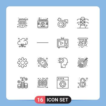 16 esquemas universales establecidos para aplicaciones web y móviles torre de conexión género potencia electricidad elementos de diseño vectorial editables vector