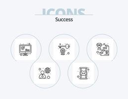 Sucess Line Icon Pack 5 Icon Design. success. rocket. connection. launch. start up vector