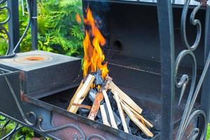 Open fireplace for barbecue photo