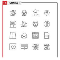 Set of 16 Modern UI Icons Symbols Signs for house architecture duplicate badge product Editable Vector Design Elements