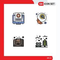 4 iconos creativos signos y símbolos modernos de gestión de documentos pantalla croissant otoño elementos de diseño vectorial editables vector