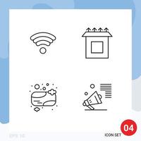 4 User Interface Line Pack of modern Signs and Symbols of technology clean box soap marketing Editable Vector Design Elements