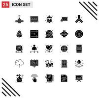 Pack of 25 Modern Solid Glyphs Signs and Symbols for Web Print Media such as biology lock crown security computer Editable Vector Design Elements