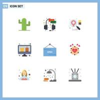 Modern Set of 9 Flat Colors and symbols such as e online shopping headset monitor computer Editable Vector Design Elements