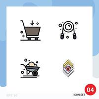 Universal Icon Symbols Group of 4 Modern Filledline Flat Colors of buy farm e grippers wheelbarrow Editable Vector Design Elements