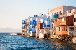 Little Venice the most popular attraction in Mykonos Island Greece, Cyclades photo