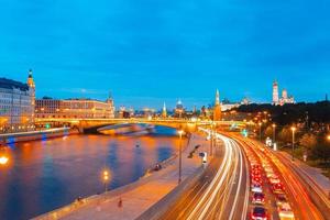 Panoramic view of Moscow landmark during sunset from Zaryadye Park photo