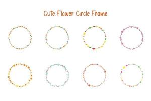 cute flower circle frame border design element set for decoration or banner vector