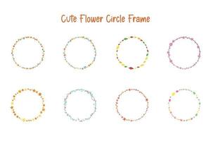 cute flower circle frame border design element set for decoration or banner vector