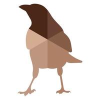 Vector raven, crow, corvus standing, coloured silhouette of a wild bird, polygonal abstraction